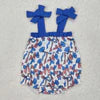 Girls 4th Of July Bow Strap Romper