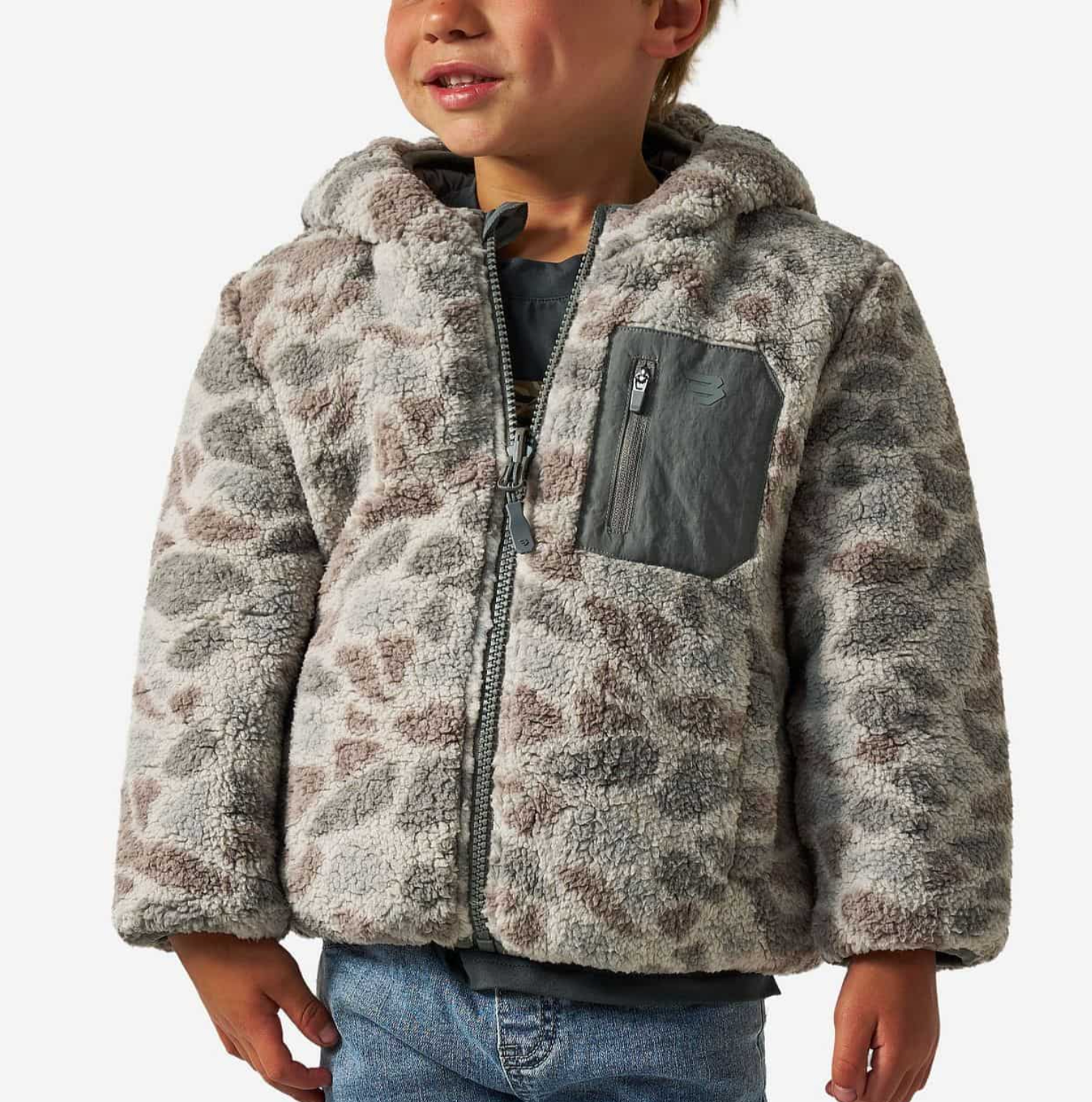 Burlebo Youth Mountain Fleece Hooded Jacket - Classic Deer Camo
