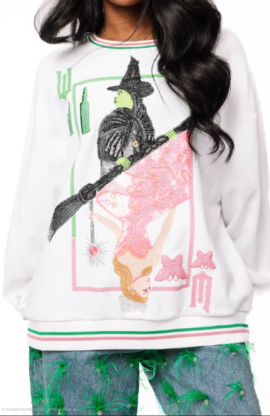 Queen Of Sparkles Licensed Elphaba & Glinda Card Sweatshirt