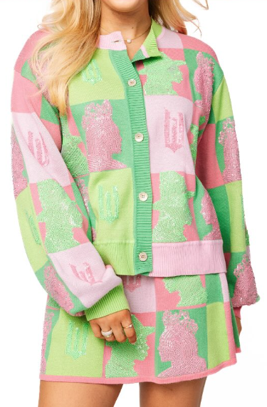 Queen Of Sparkles Licensed Pink & Green Colorblock Glinda and Elphaba Profile Skirt