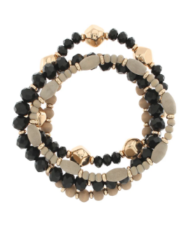 Ronee 4 Row Black Wood Beaded Bracelet