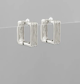 Sianna Square Huggie Silver Earrings
