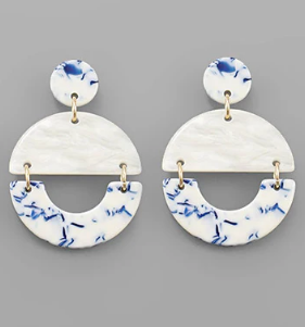 Hannah Half Moon Blue Earrings