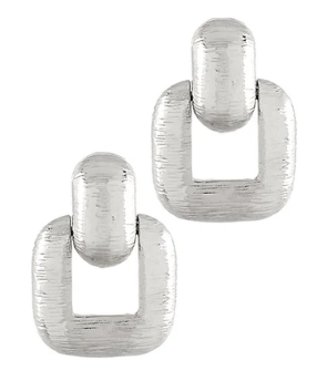 Talia Textured Door Knocker Silver Earrings