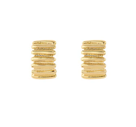 Remi Ribbed Rectangle Gold Earrings