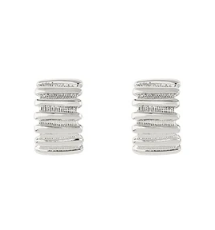 Remi Ribbed Rectangle Silver Earrings
