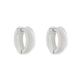Brooke Bold Oval Silver Huggie Hoops