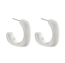 Brandi Bold Square Silver Hoops