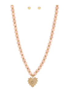 Maggie Metal Heart Pink Necklace