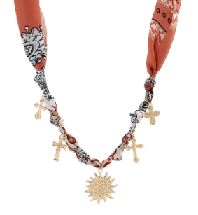 Mary Multi Cross Charm Scarf Necklace