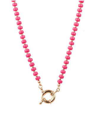 Farrah Fuchsia Beaded Necklace
