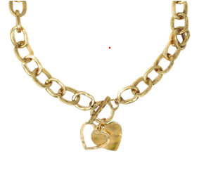 Harrah Hammered Heart Gold Necklace