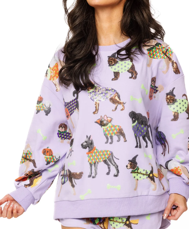 Queen Of Sparkles Lavender Halloween Dogs Sweatshirt