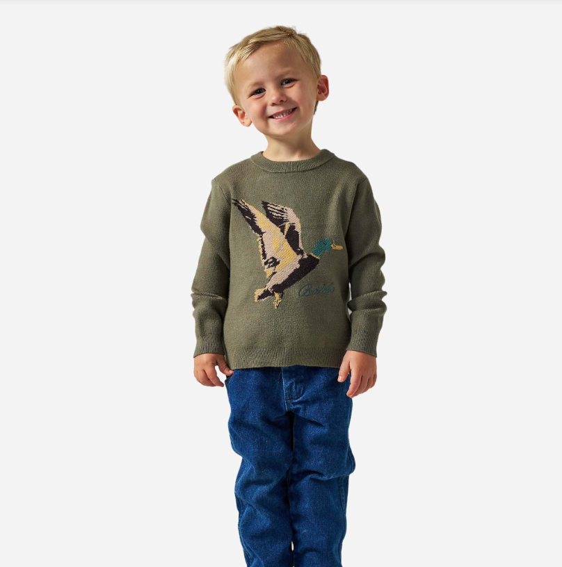 Burlebo Youth Cabin Sweater - Olive Duck