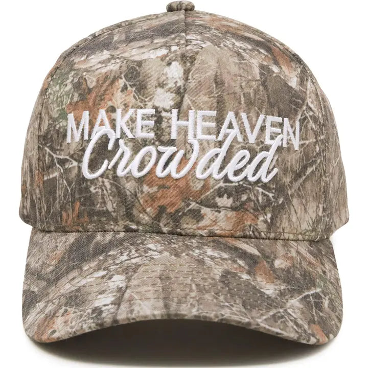 Make Heaven Crowded Camo Trucker Hat