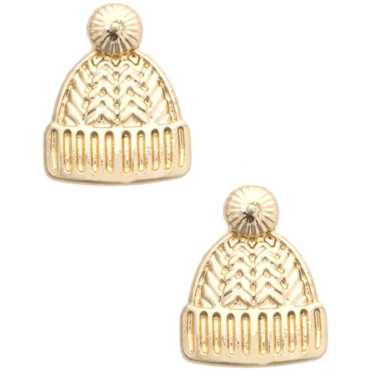 Gold Beanie Stud Earrings