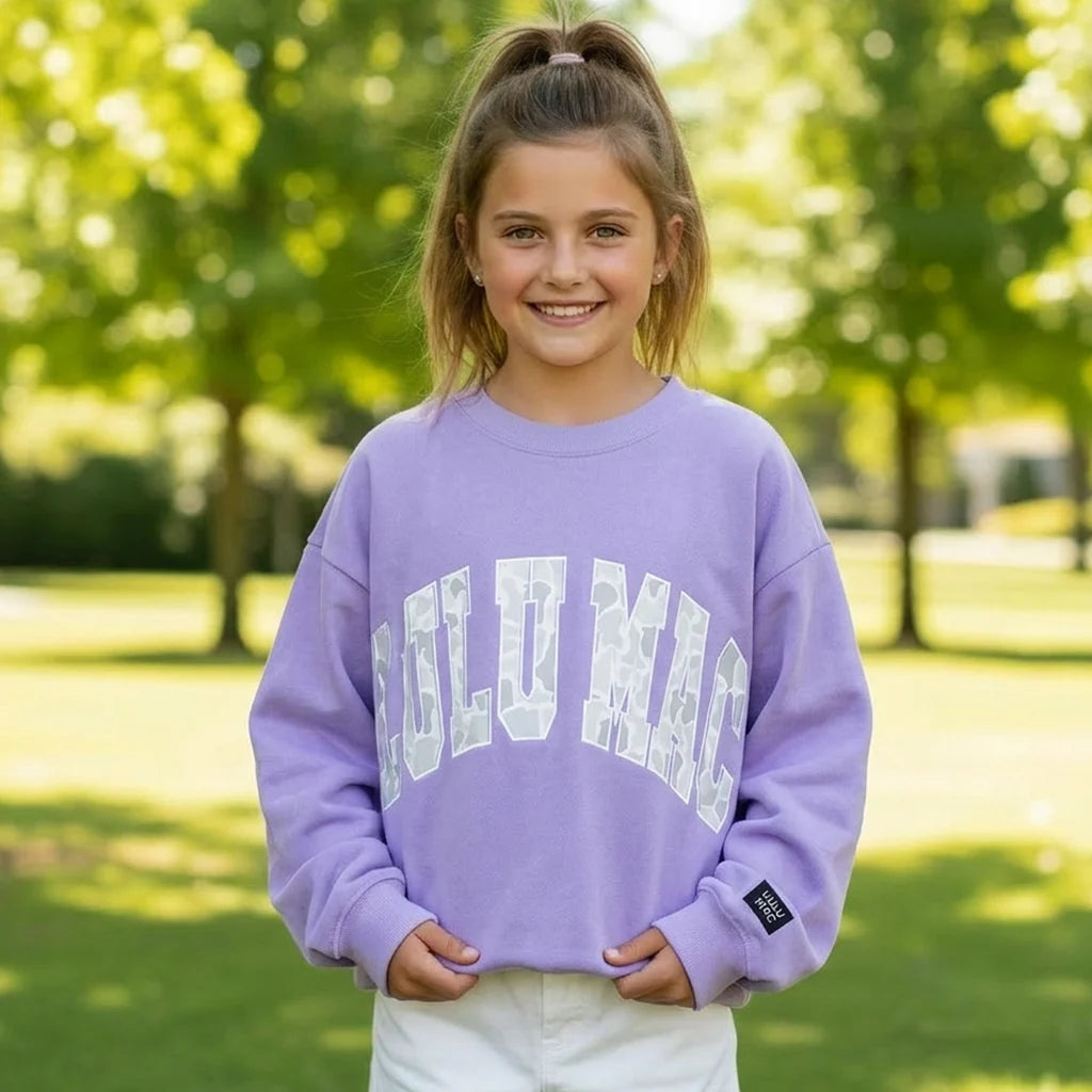 Youth Lulu Mac Lavender/Camo Sweatshirt