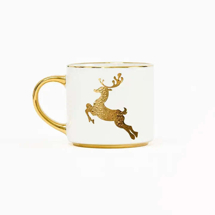Cafe Mug - Gold Reindeer