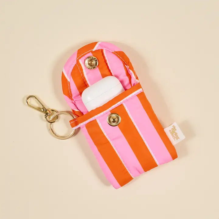 Puffy Earbud Case–Sicily Stripes Pink