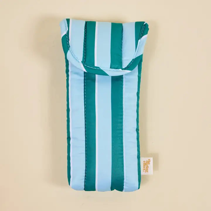 Puffy Sunglasses Case–Sicily Stripes Teal