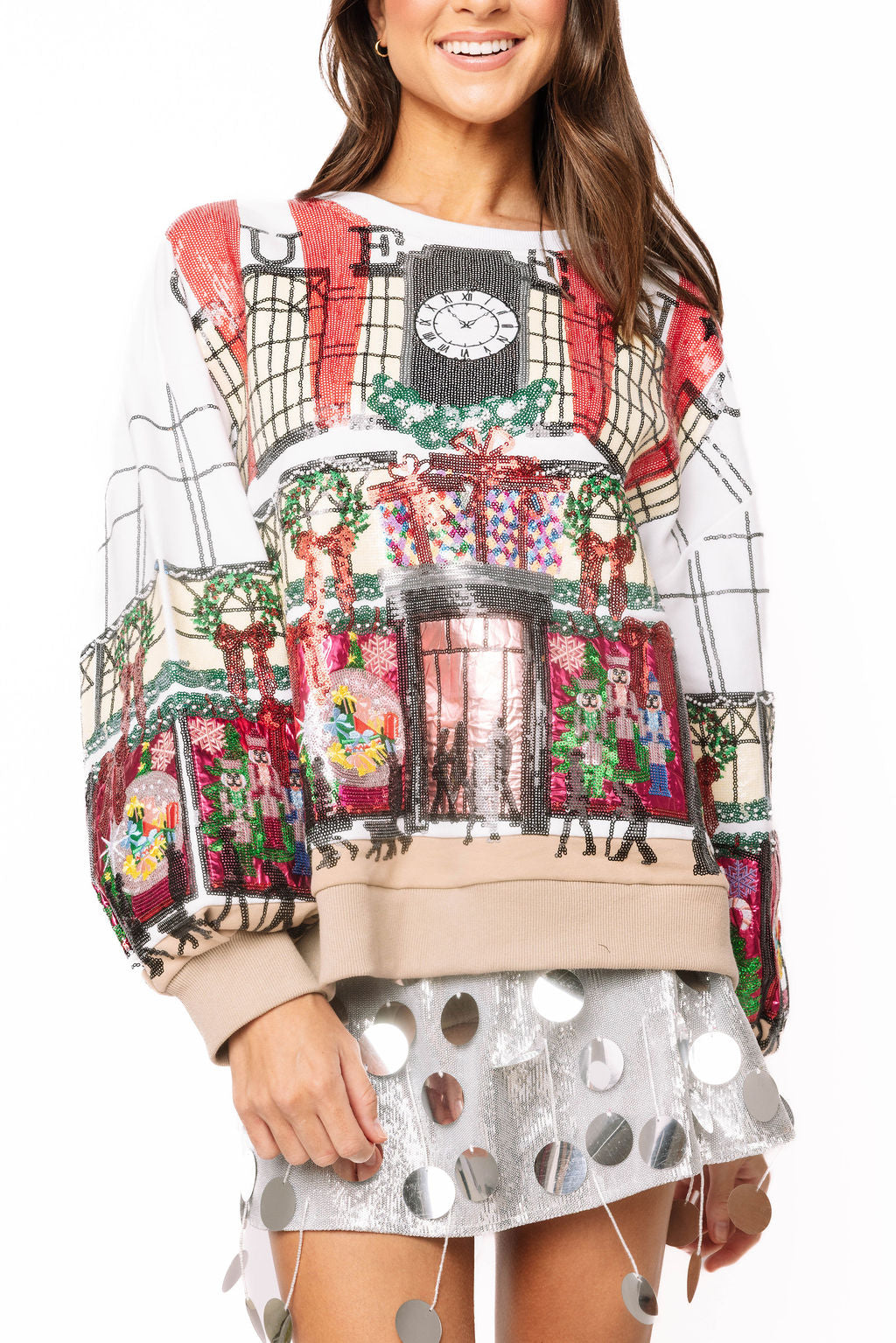 Queen Of Sparkles Multi Store at Christmas Time Window Display Sweatshirt