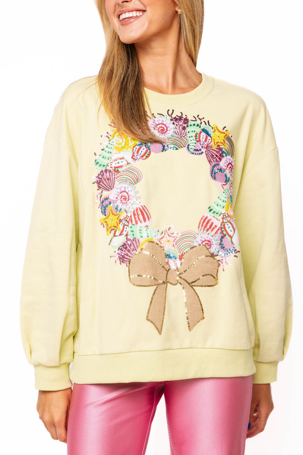 Queen Of Sparkles Green Multi Shell Wreath Sweatshirt