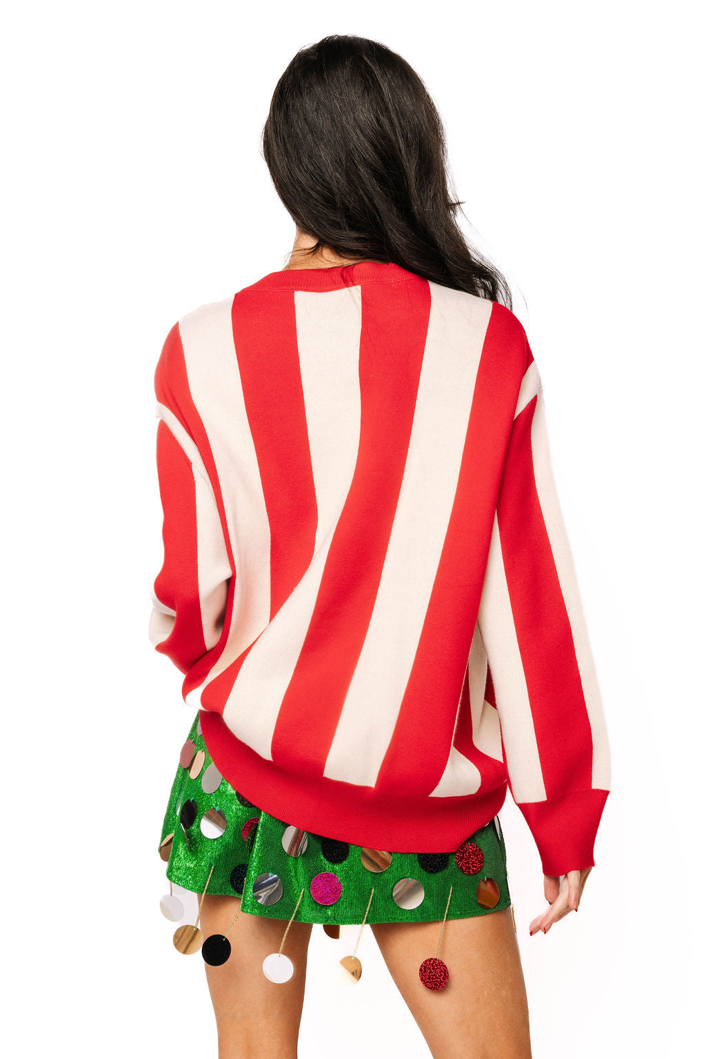 Queen Of Sparkles Red & White Striped Cookies on Plate Sweater