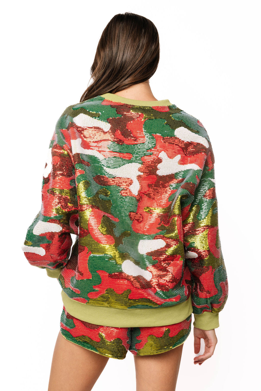 Queen Of Sparkles Red & Green Full Sequin Camo Sweatshirt