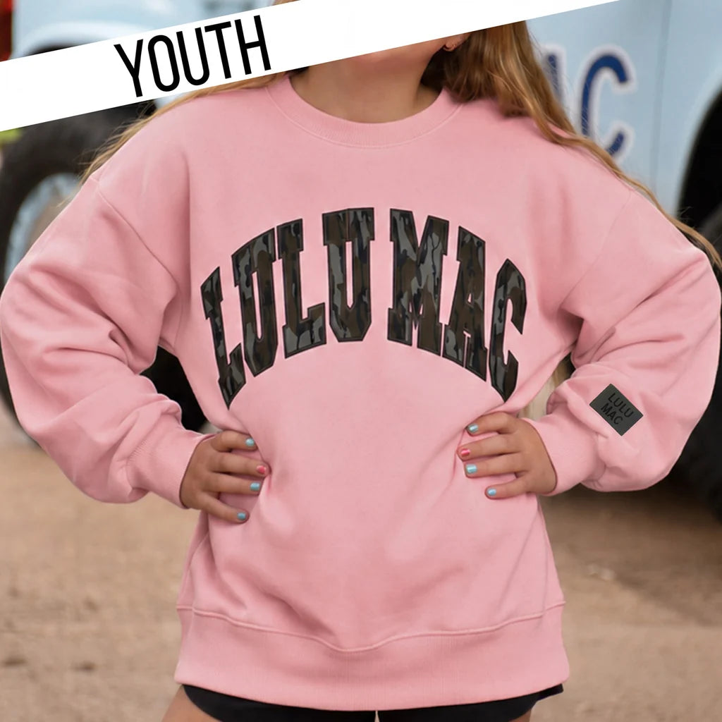 Youth Lulu Mac Light Pink/Mossy Oak Bottomland Sweatshirt