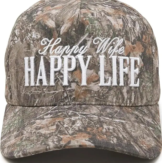 Happy Wife Happy Life Camo Trucker Hat
