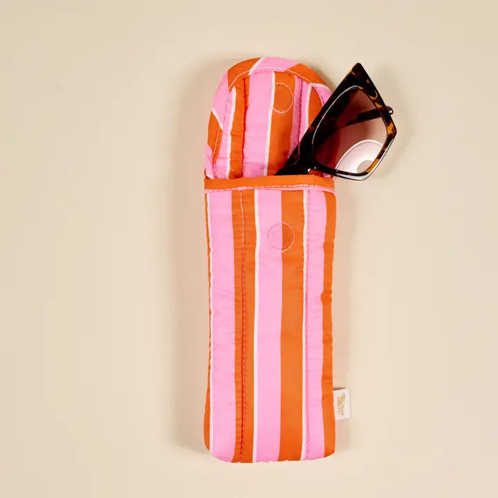 Puffy Sunglasses Case–Sicily Stripes Pink