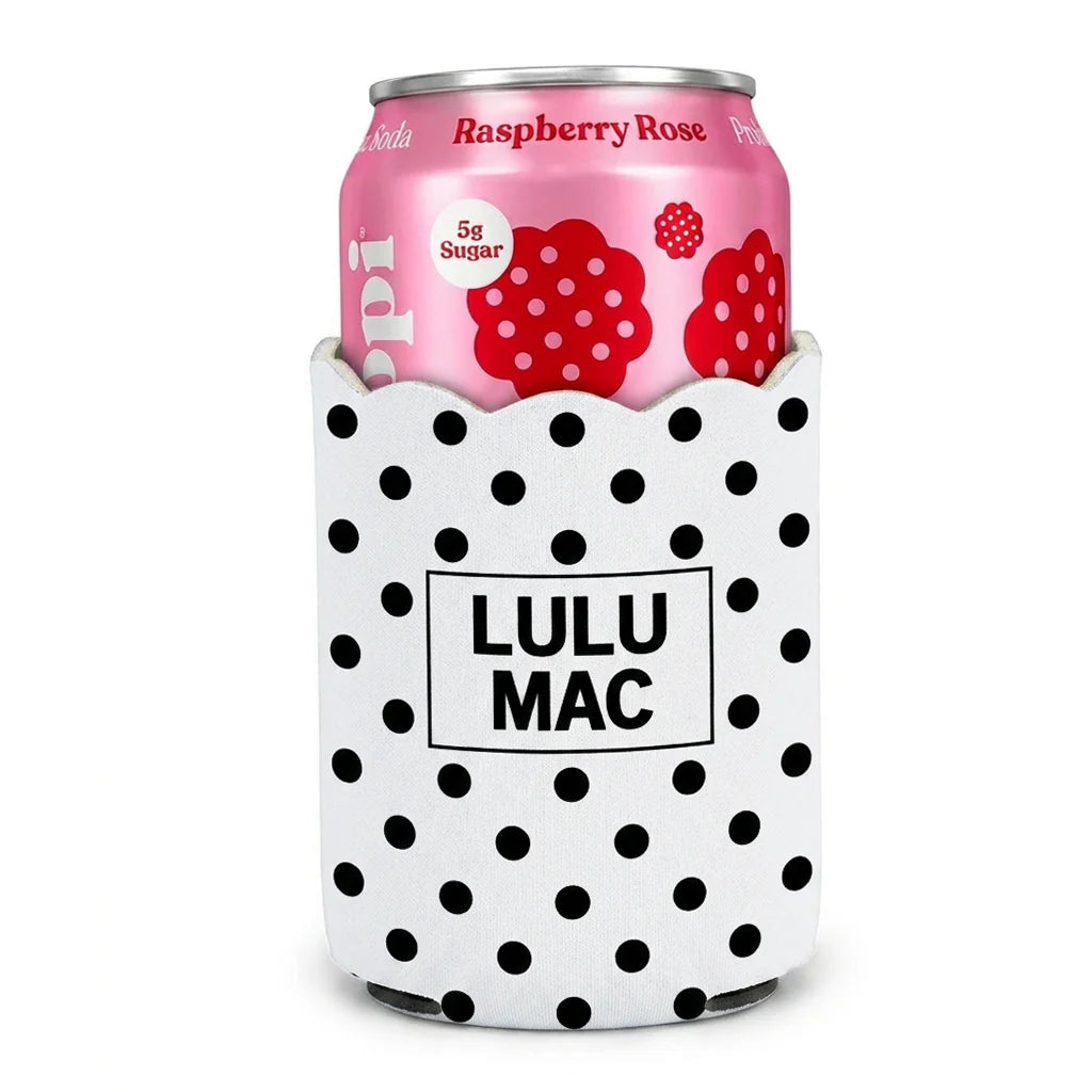 Lulu Mac White/Black Polka Dot Koozie