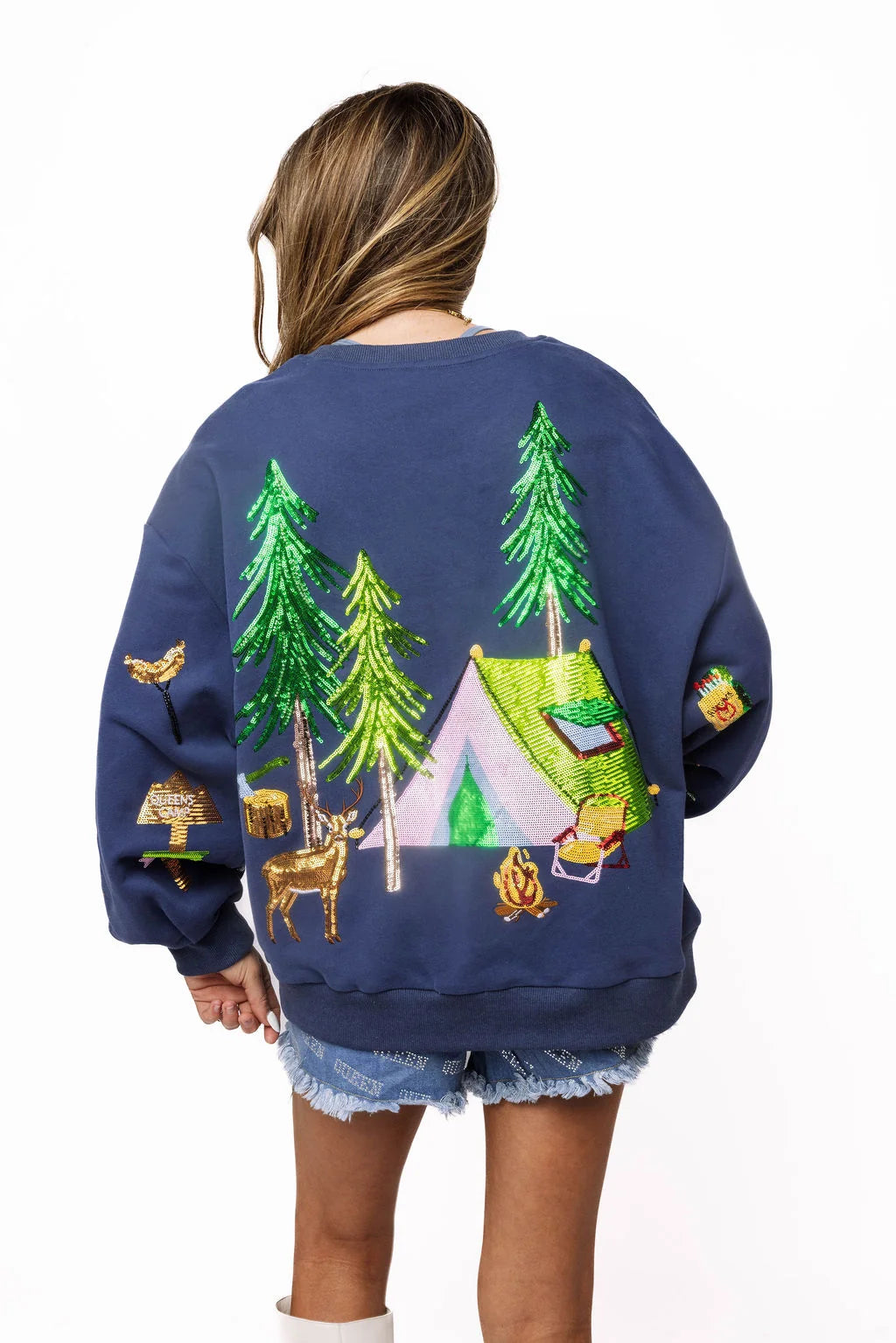 Queen Of Sparkles Navy Camp Site Sweatshirt