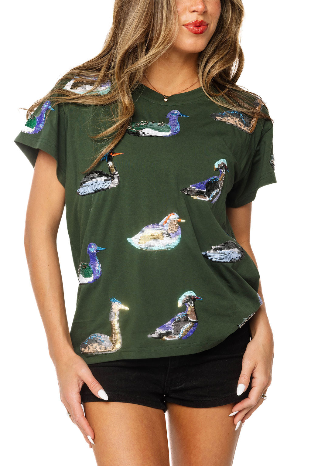 Queen Of Sparkles Dark Teal Multi Duck Tee