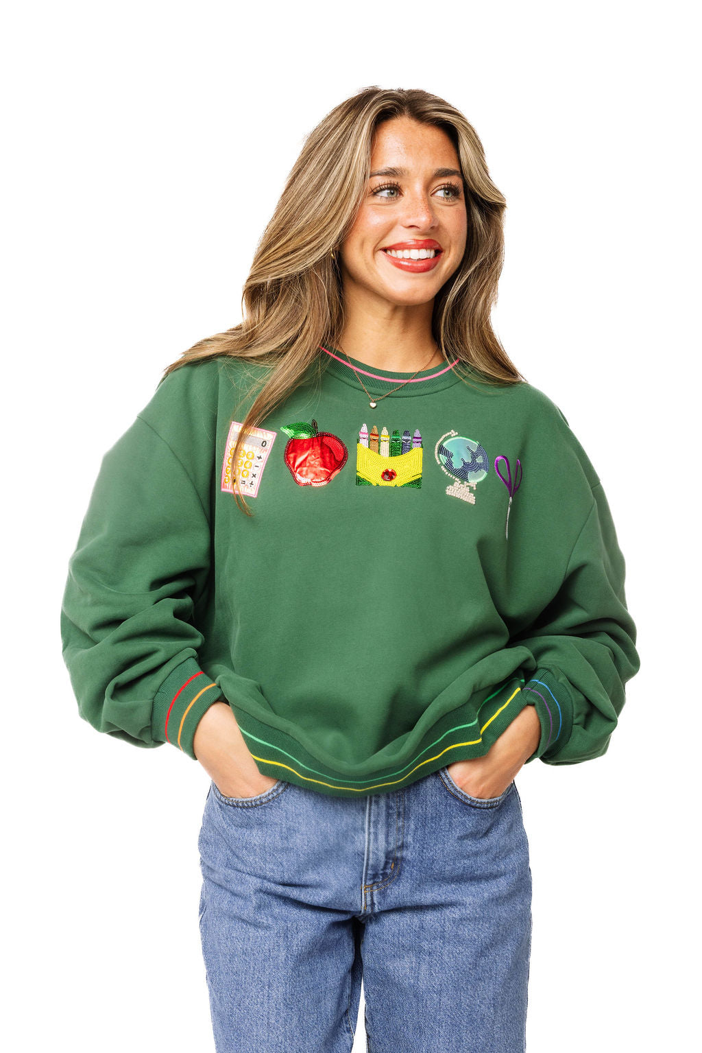 Queen Of Sparkles Green Mini School Icon Sweatshirt