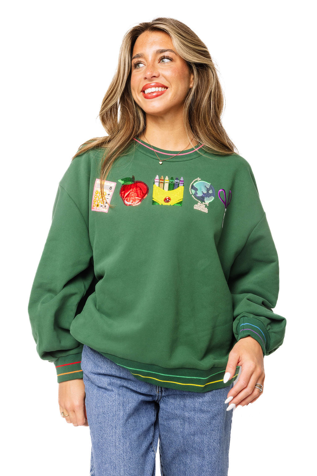 Queen Of Sparkles Green Mini School Icon Sweatshirt