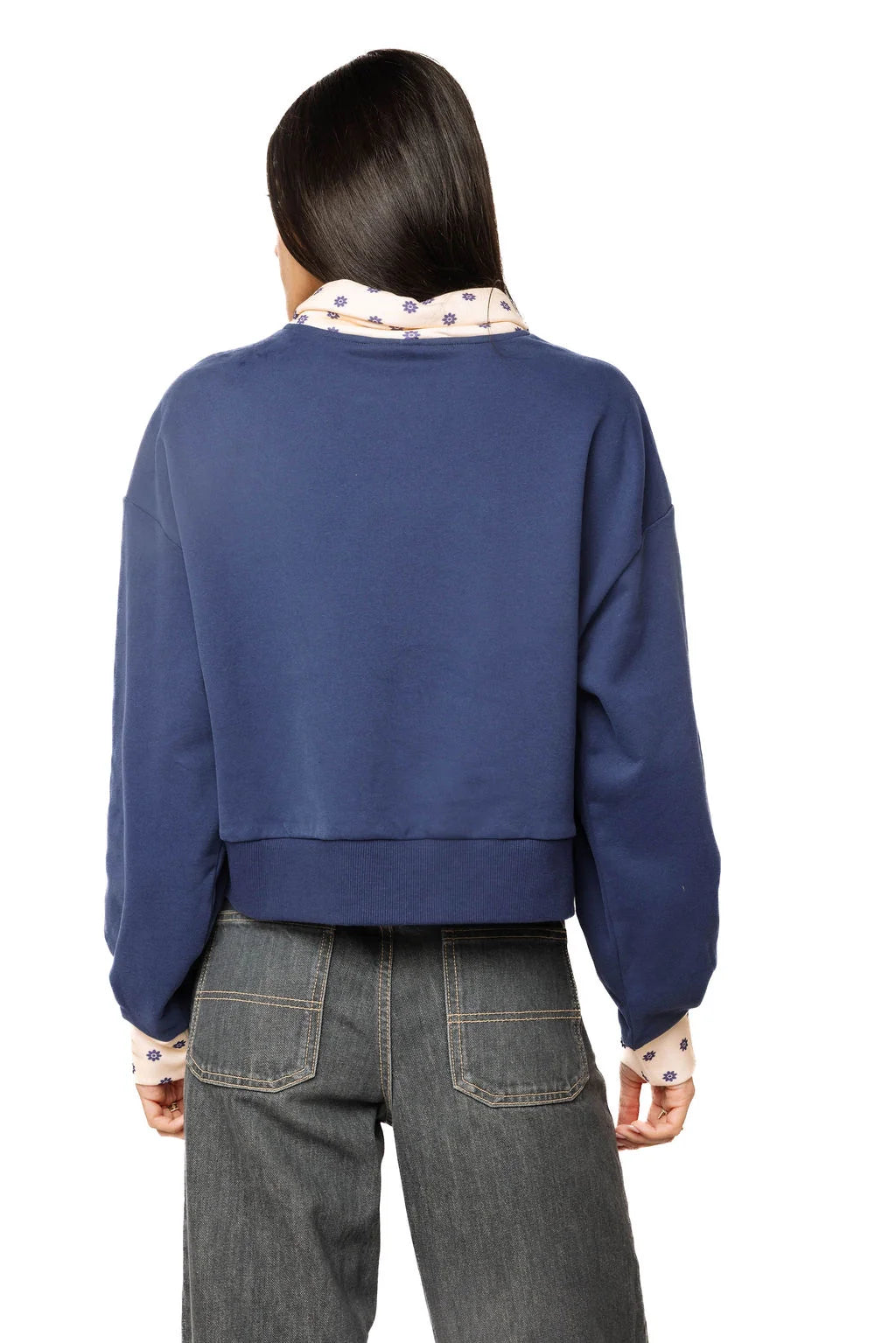 Queen Of Sparkles Navy Polkadot Collar Turkey Sweatshirt