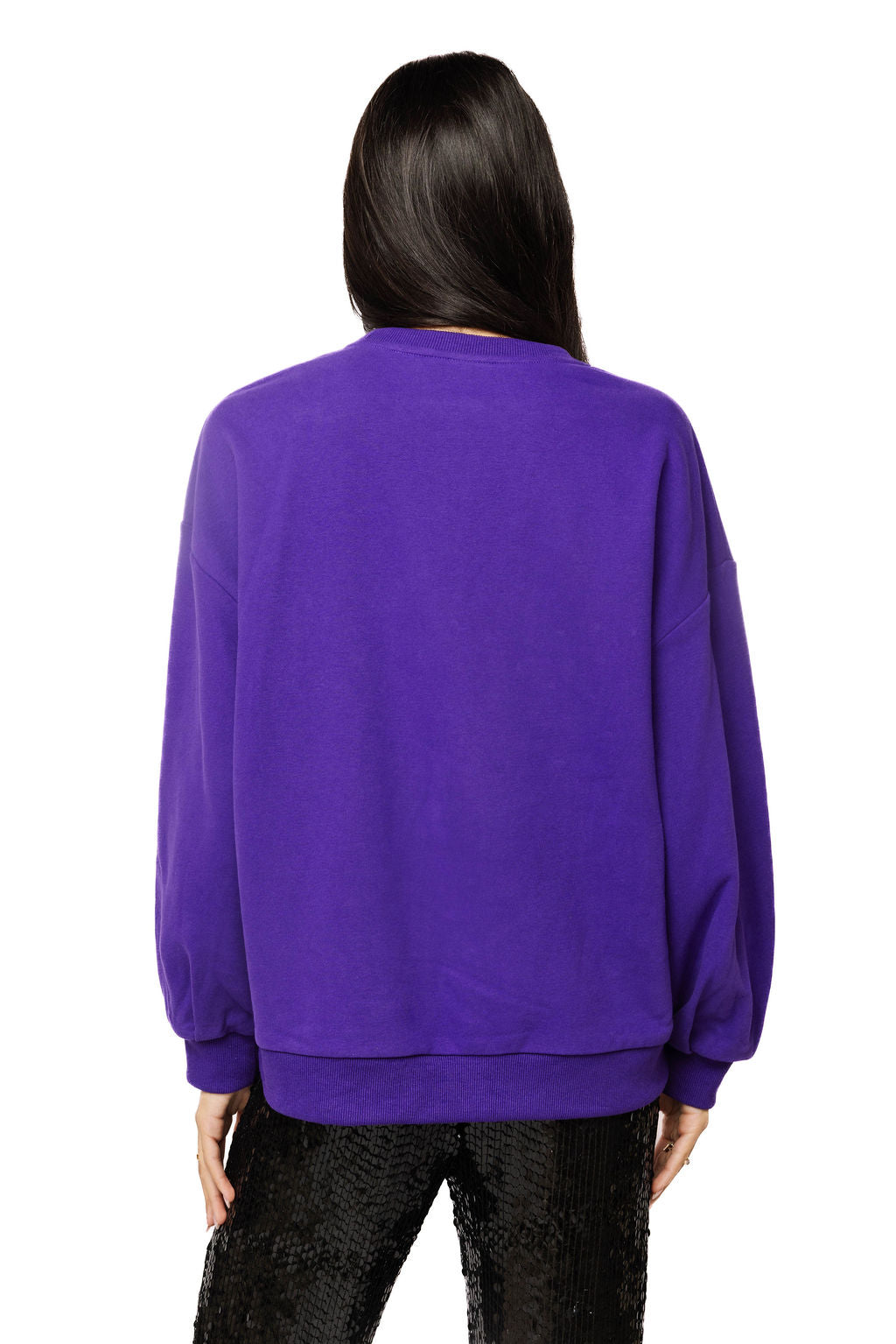 Queen Of Sparkles Purple & Black Sequin Flower Cat Sweatshirt
