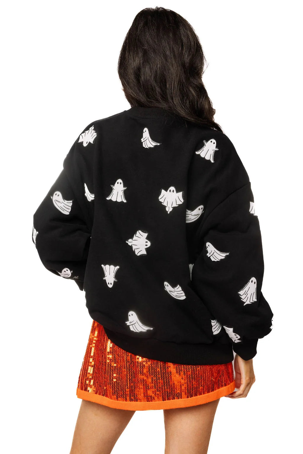 Queen Of Sparkles Black & White Ghost QOS Queen Card Sweatshirt