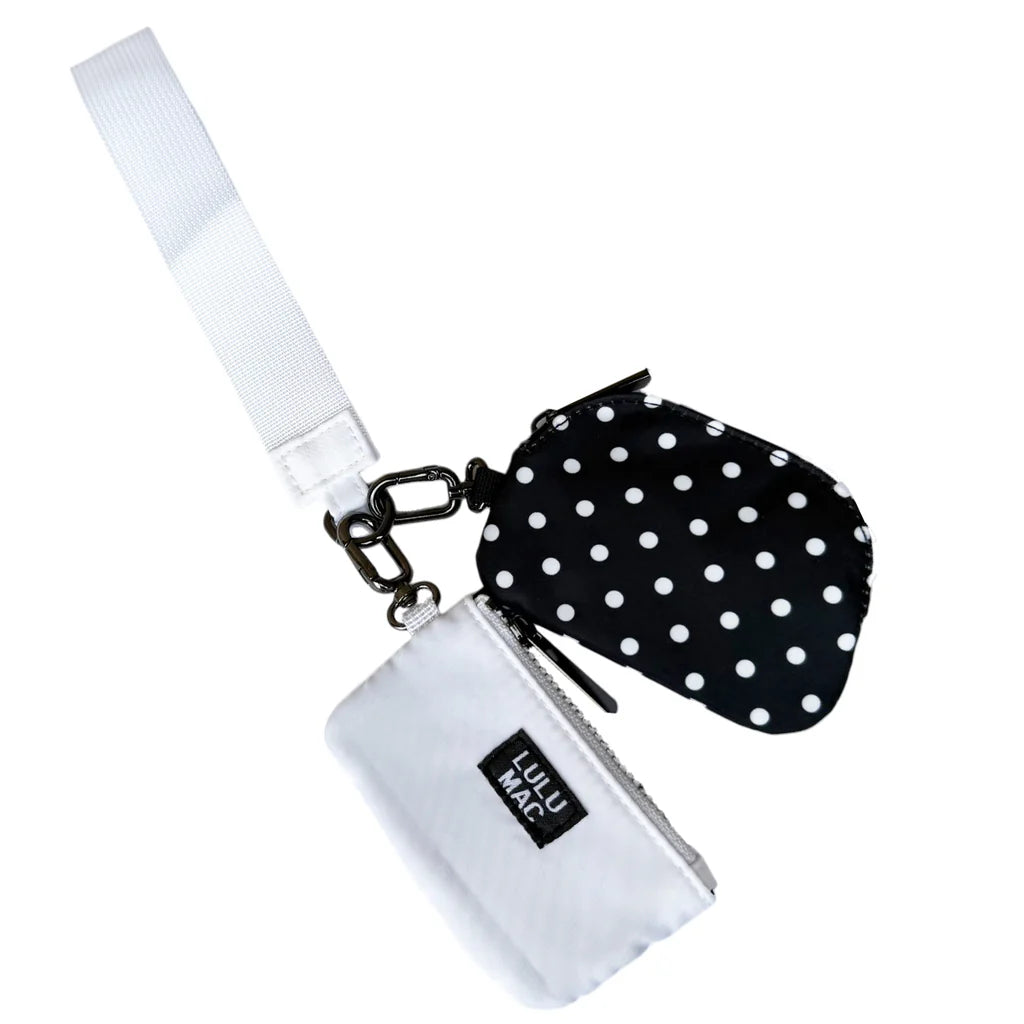Lulu Mac Black/White Dots Double Pouch Wristlet
