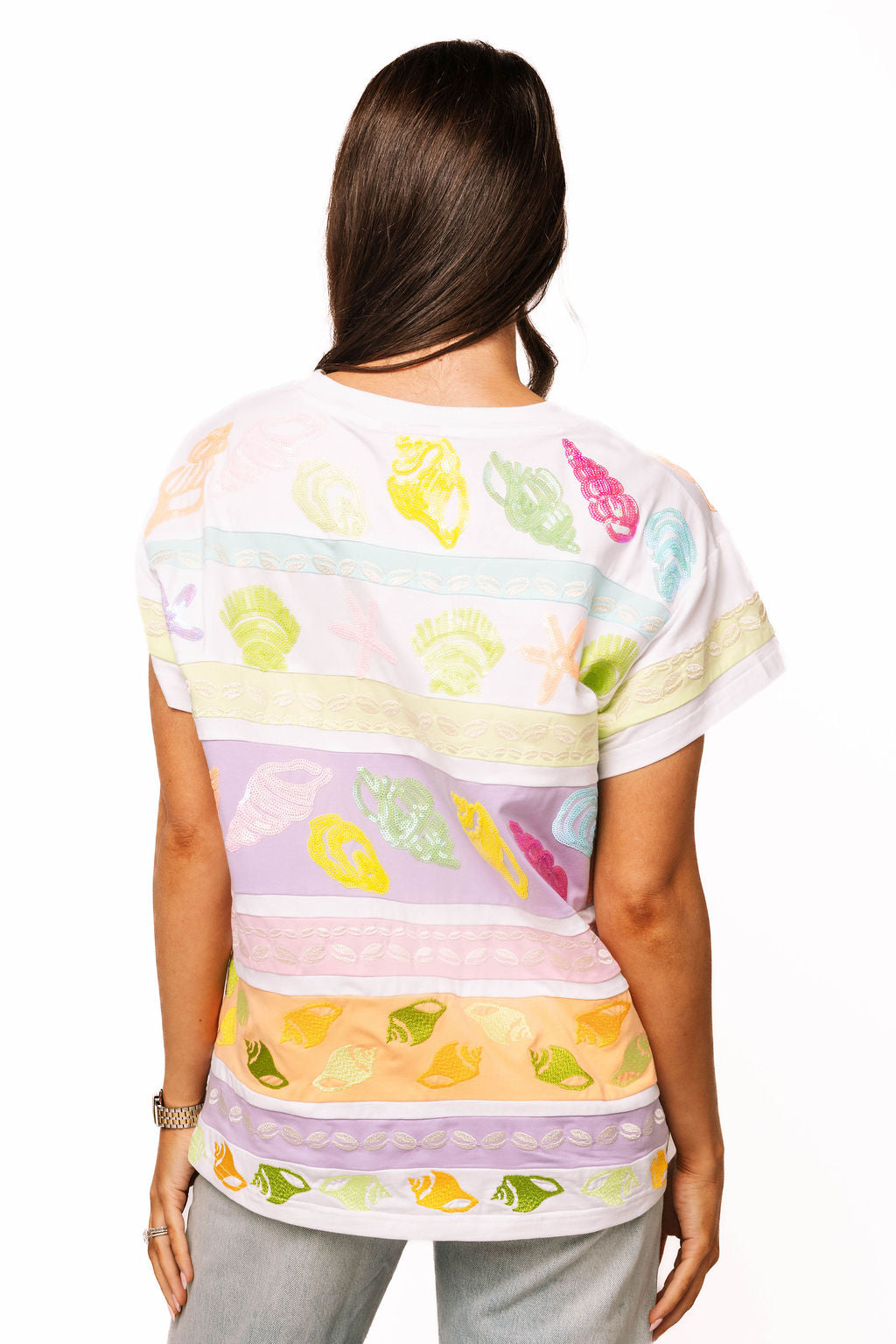 Queen Of Sparkles Colorblock Stripe Shell Tee