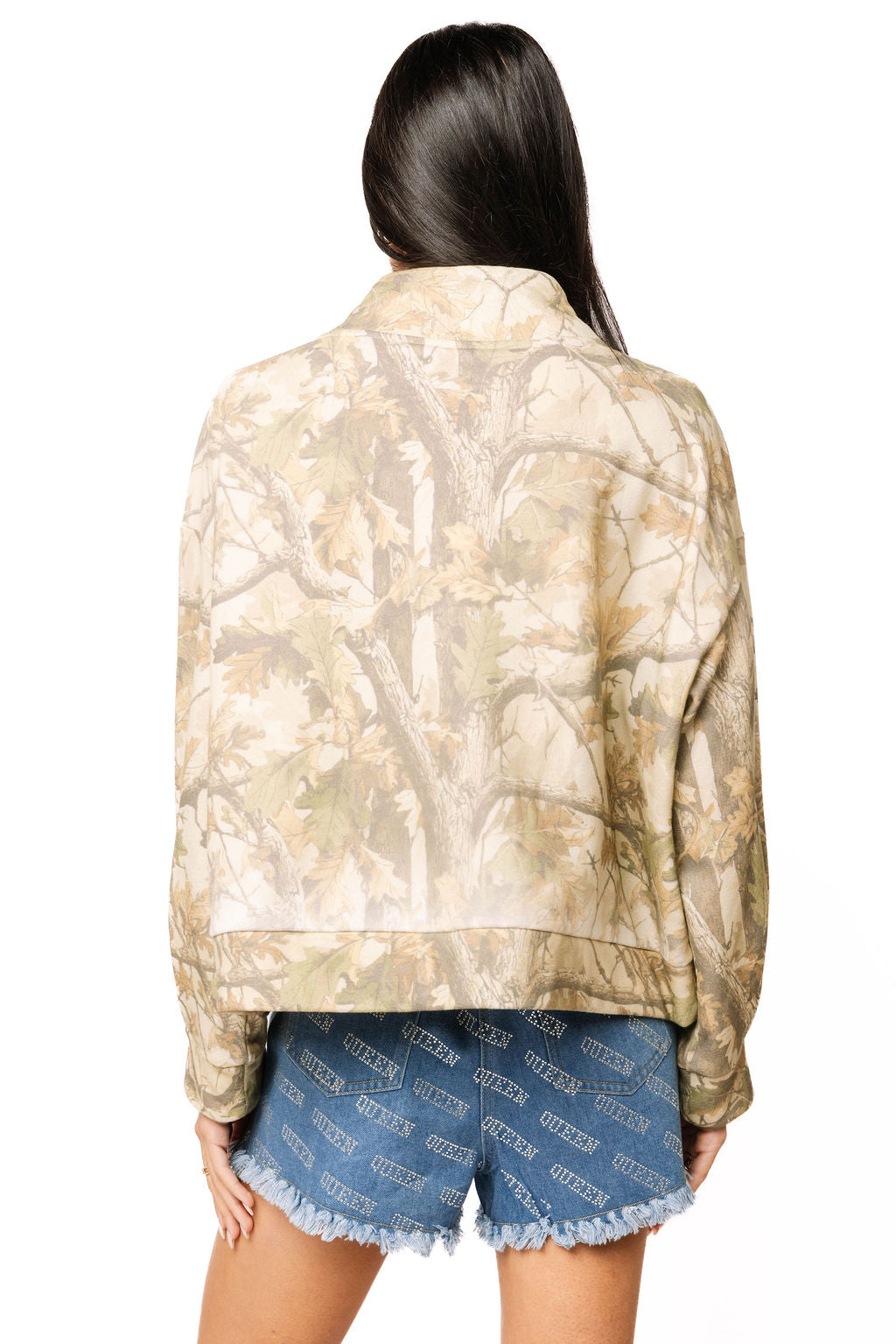 Queen Of Sparkles Licensed LSU Mock Neck Camo Sweatshirt