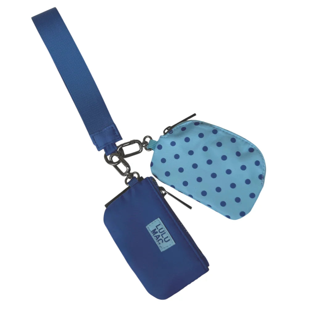 Lulu Mac Blue/Blue Dots Double Pouch Wristlet