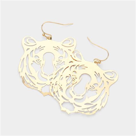 Tiger Head Gold Earrings