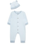 Baby Boy Blue Coverall Hat Set