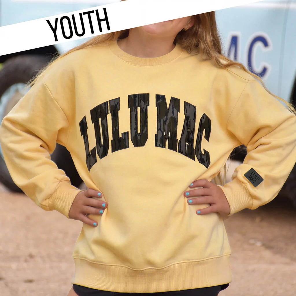Youth Lulu Mac Butter/Mossy Oak Bottomland Sweatshirt