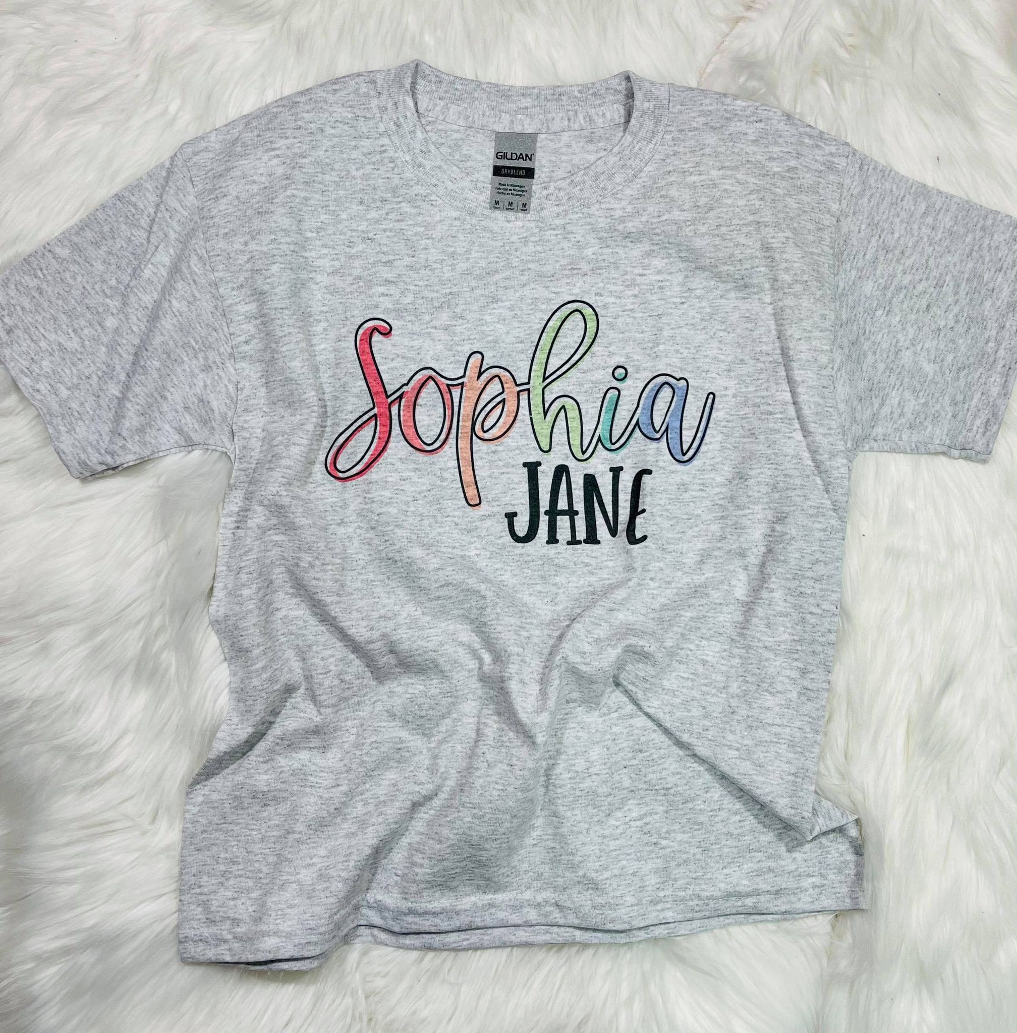 Personalized Rainbow Cursive Name Tee