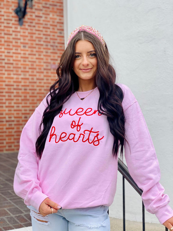 Queen Of Hearts Embroidery Sweatshirt