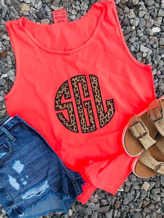 Personalized Neon Red Orange Applique Top